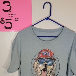 3 For $5,, Gray USA Dog Graphic T-Shirt